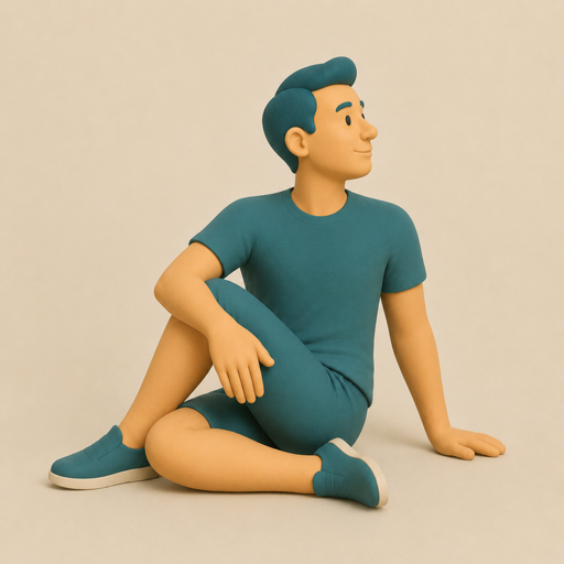 Seated Spinal Twist — clay illustration